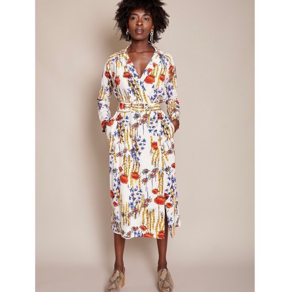 Rachel Comey Floral Print Midi Dress - White, Red, Blue